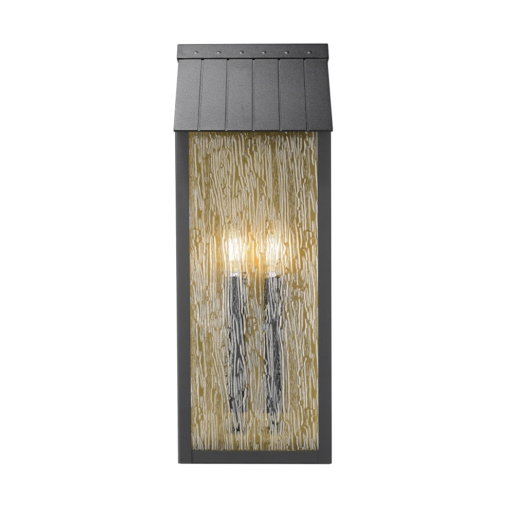 Point 2 Light 21.5" Outdoor Wall Sconce, Black and Brass
