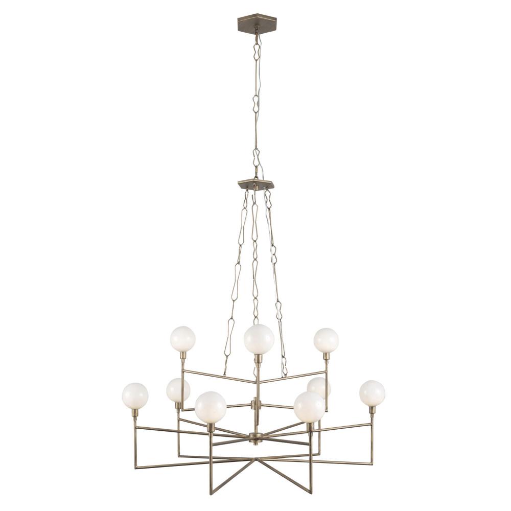 Bodie 9-Lt Chandelier w/ Glossy Opal White Glass - Havana Gold