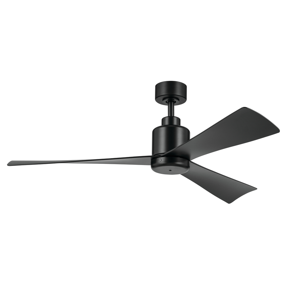 52 Inch True Ceiling Fan in Satin Black with Satin Black Blades