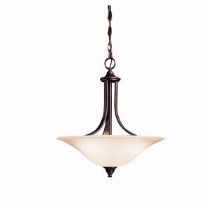 Dover 19" 3 Light Convertible Pendant or Semi Flush with Alabaster Swirl Glass in Tannery Bronze