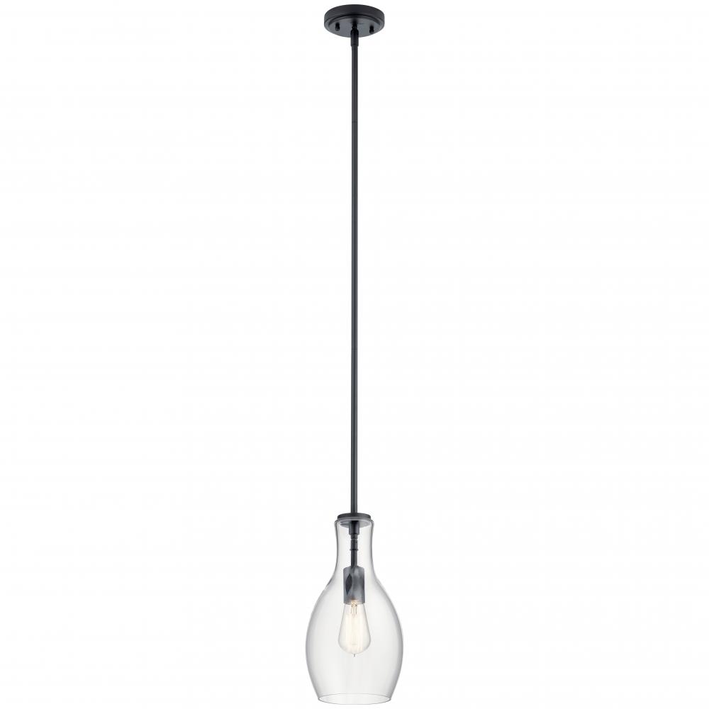 Everly 13.75" 1 Light Hour Glass Pendant Clear Black