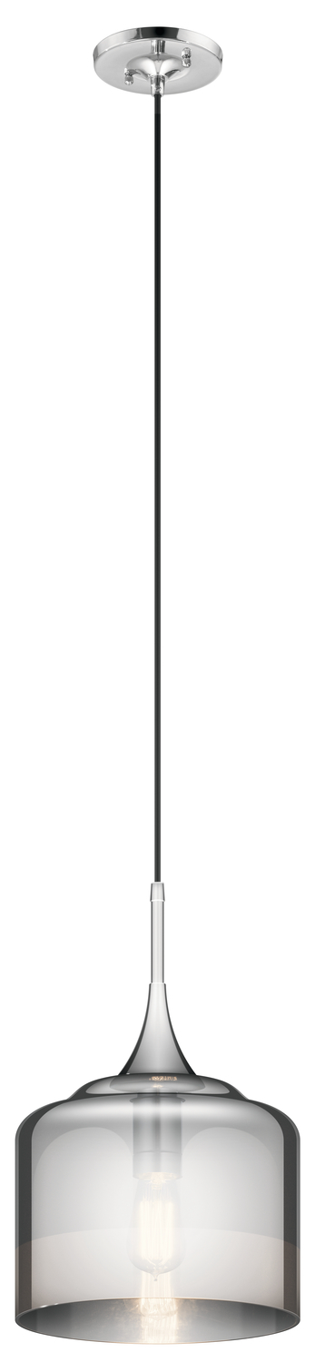 Tabot 16.75" 1 Light Pendant with Smoked Glass in Chrome