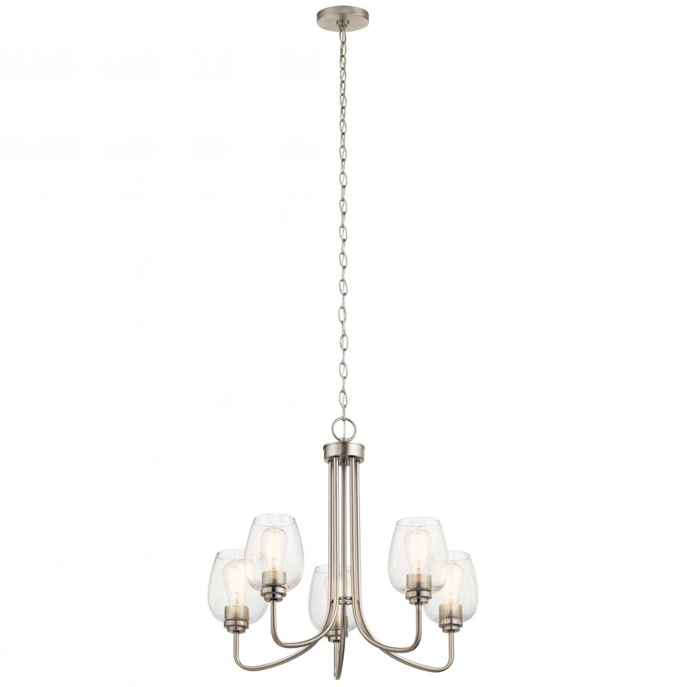 Valserrano 5 Light Chandelier Seeded Glass Brushed Nickel