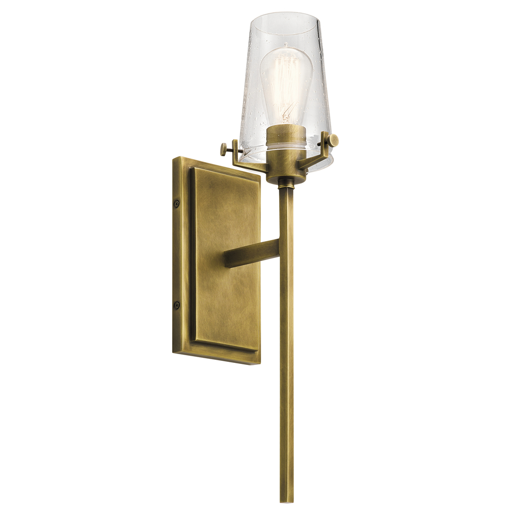 Alton 22" 1 Light Wall Sconce with Clear Seeded Glass in Natural Brass