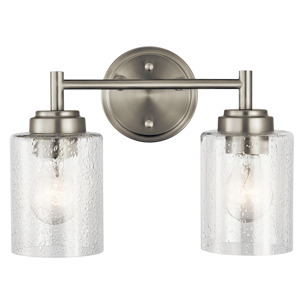 Winslow 12.75" 2 Light Vanity Light with Clear Seeded Glass in Brushed Nickel