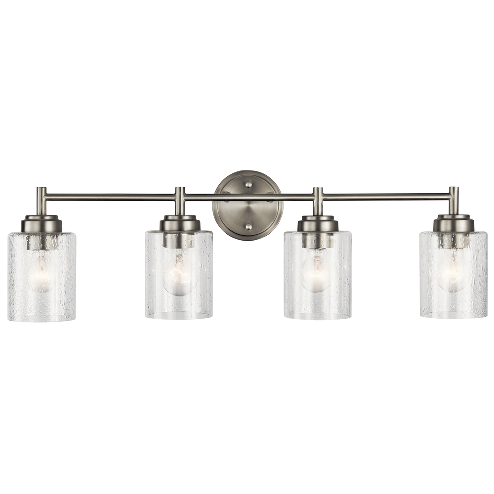 Winslow 30" 4 Light Vanity Light with Clear Seeded Glass in Brushed Nickel
