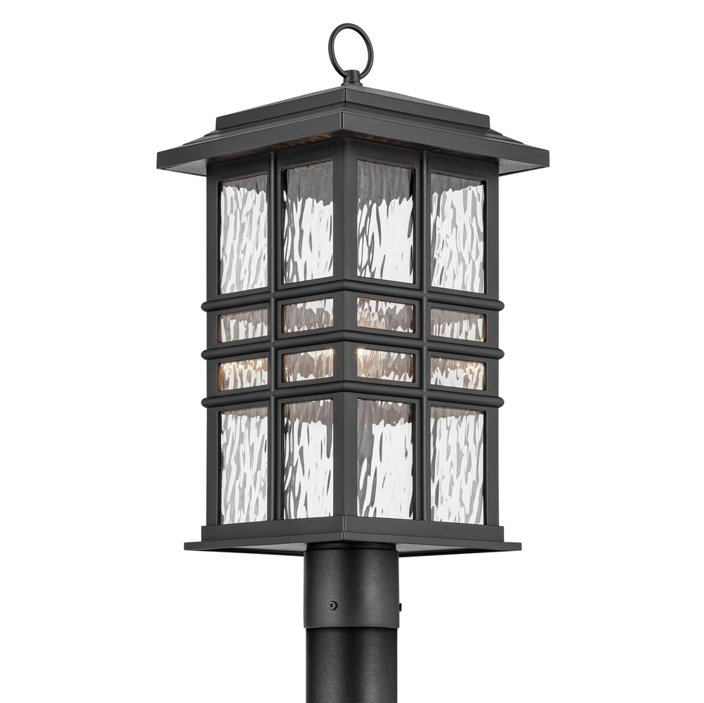 Beacon Square 20.75" 1-Light Outdoor Post Light with Clear Hammered Glass in Textured Black