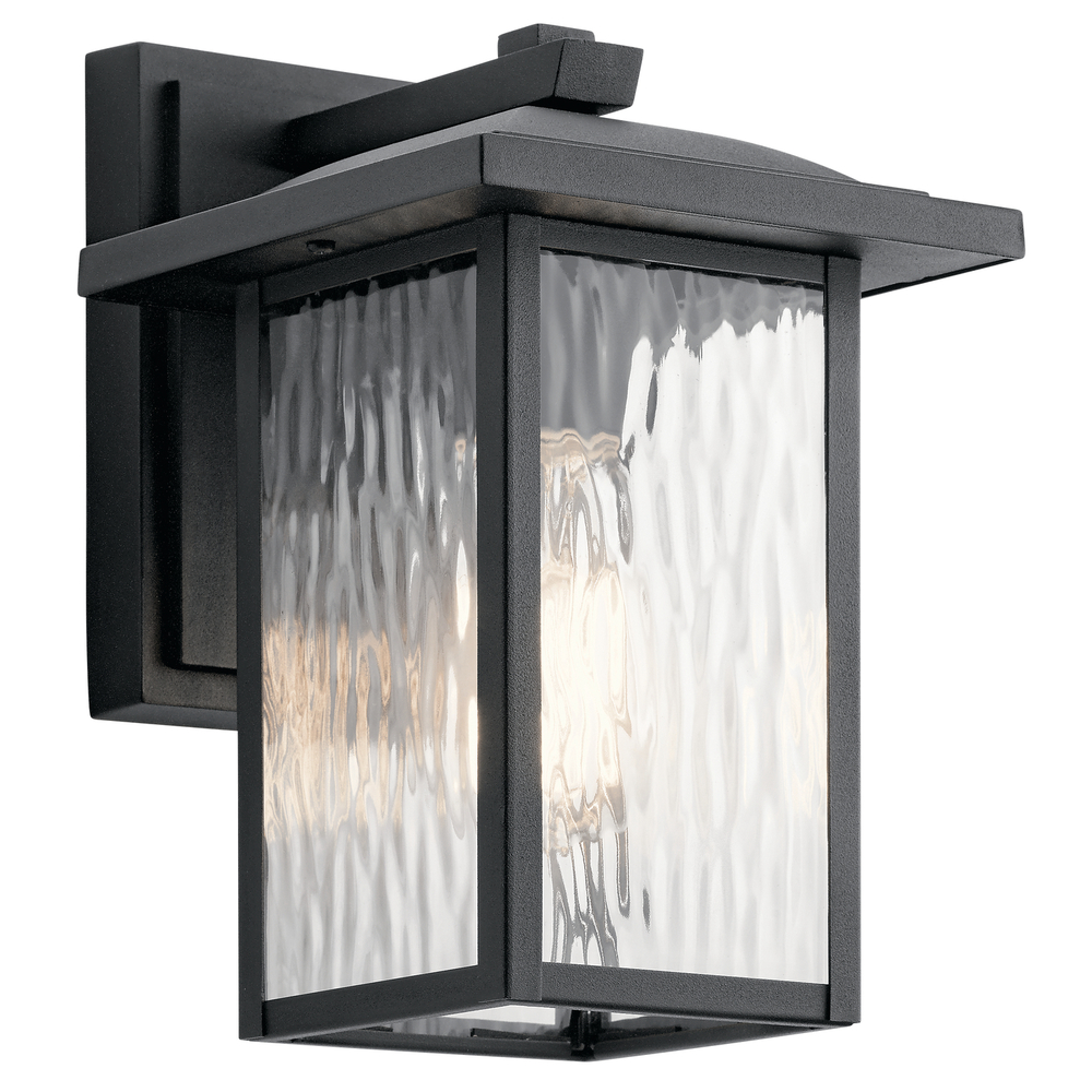 Capanna 10.25" 1 Light Outdoor Wall Light with Clear Water Glass in Textured Black