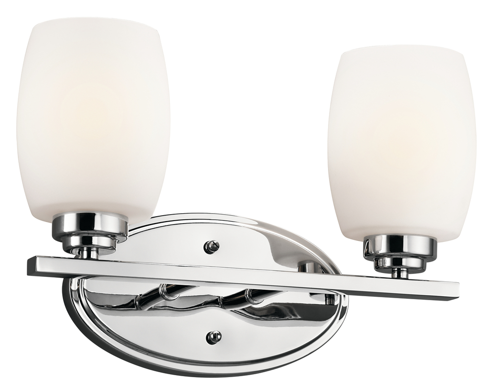 Eileen 14.25" 2 Light Vanity Light with Satin Etched Cased Opal Glass in Chrome