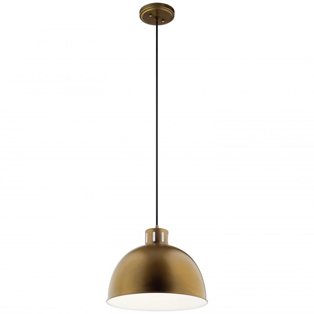 Zailey 12.5" 1 Light Pendant in Natural Brass