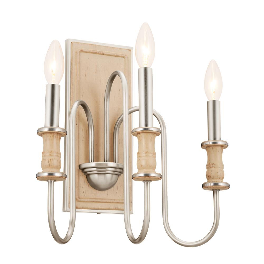 Karthe 14" 3 Light Wall Sconce Brushed Nickel