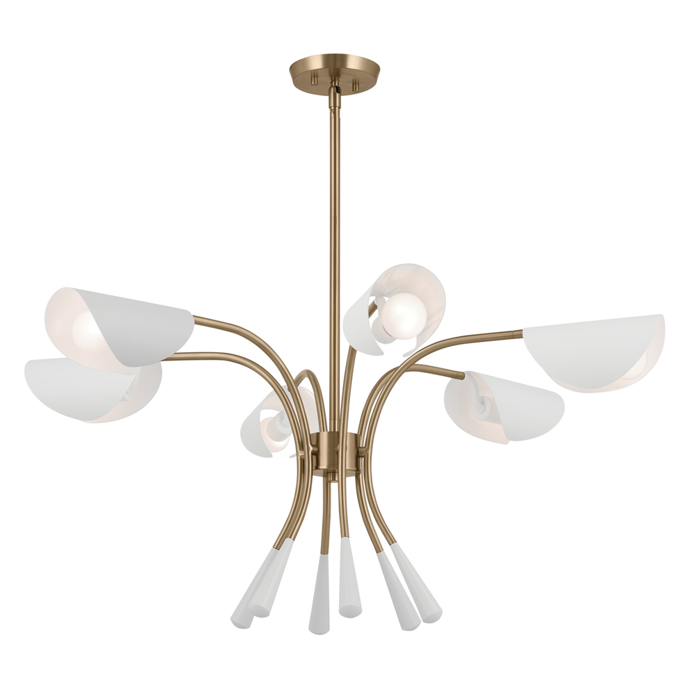 Arcus 39.25 Inch 6 Light Chandelier in Champagne Bronze with White