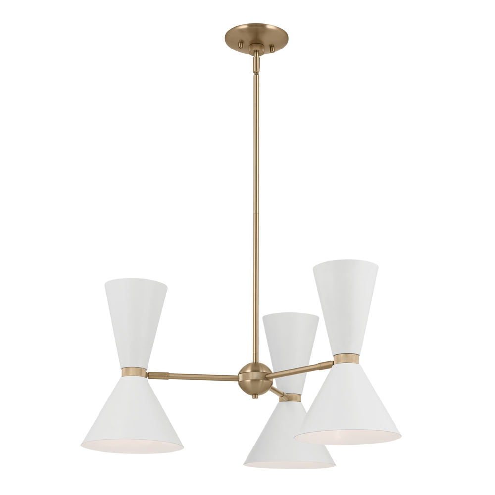 Phix 30.75 Inch 6 Light Chandelier in Champagne Bronze with White