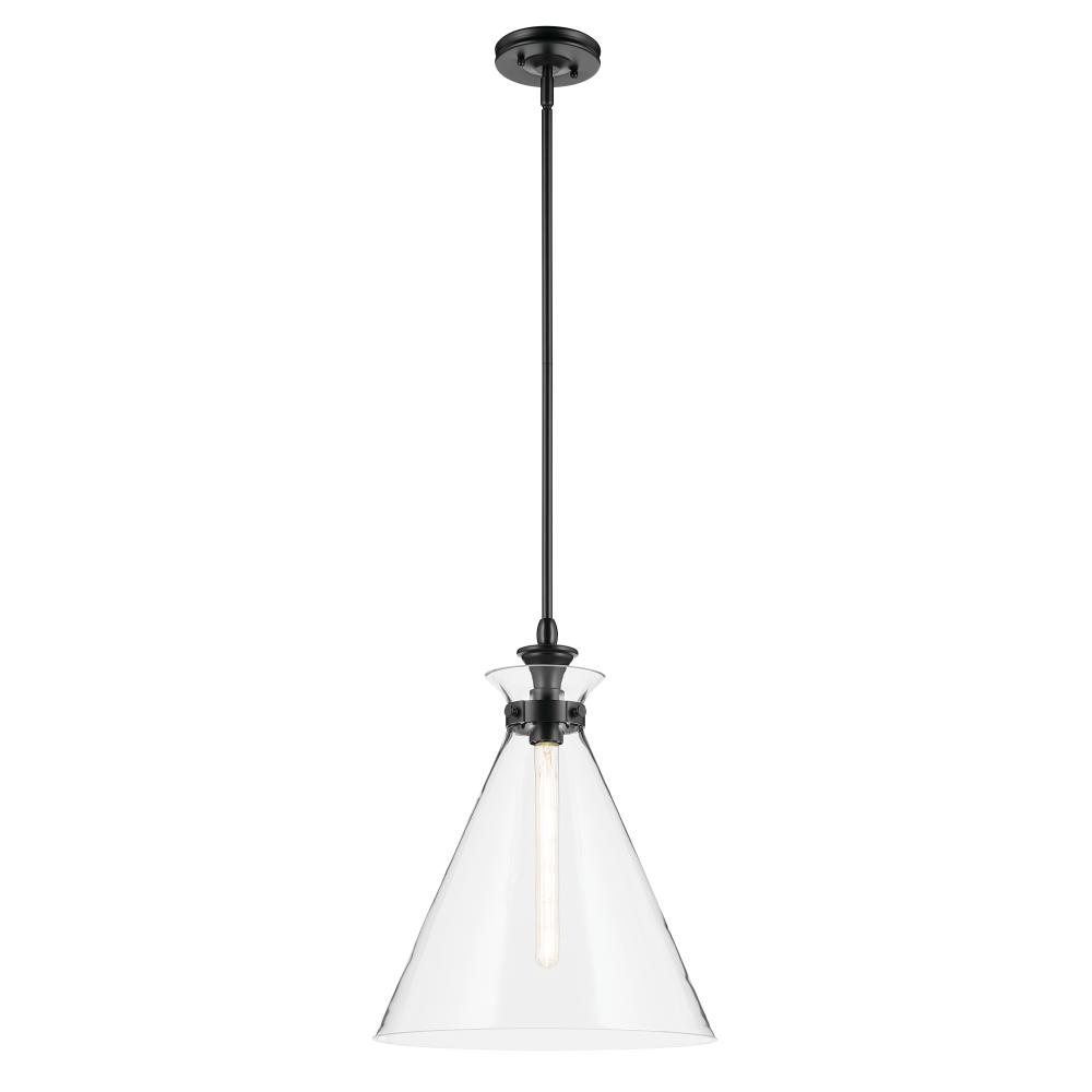Laria 16 Inch 1 Light Pendant with Clear Glass in Black
