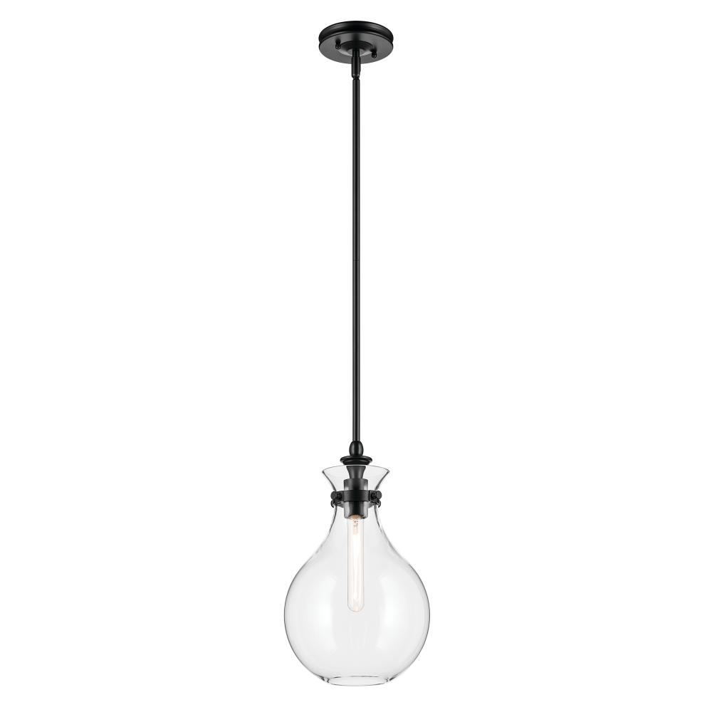 Laria 9.75 Inch 1 Light Pendant with Clear Glass in Black