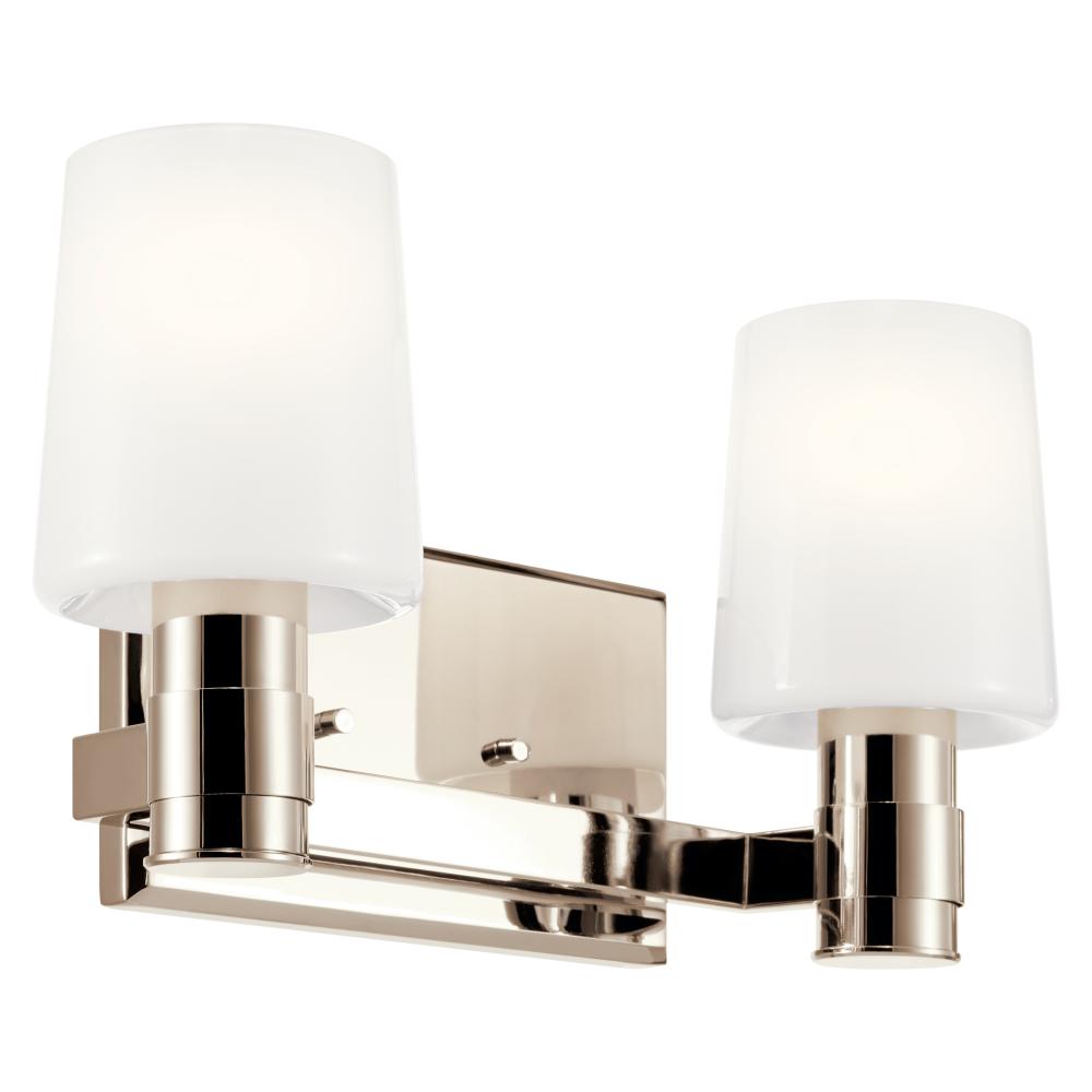 Adani 14.5 Inch 2 Light Vanity with Opal Glass in Polished Nickel