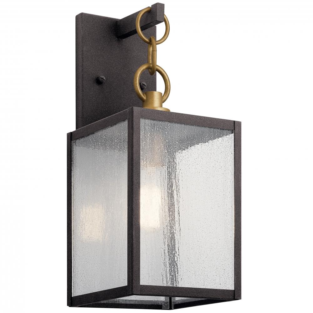 Lahden 12" 1 Light Outdoor Wall Light with Clear Seeded Glass in Weathered Zinc