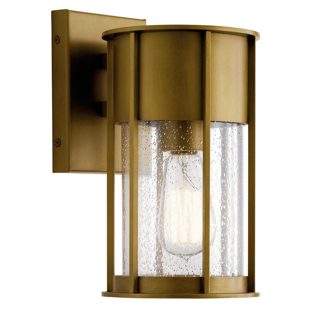 Camillo 11" 1 Light Wall Light with Clear Seeded Glass Natural Brass