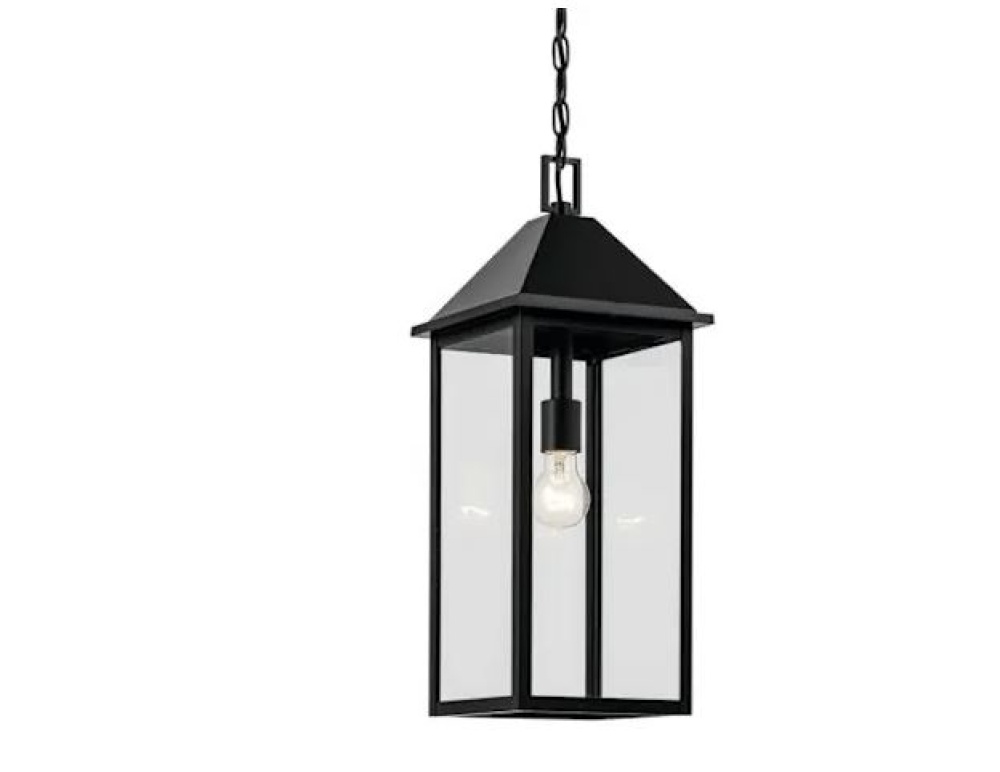 Prin 22 Inch 1 Light Outdoor Pendant with Clear Glass in Black