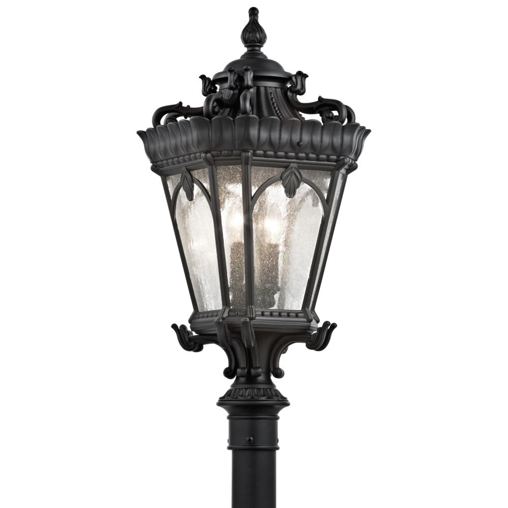 Tournai 30" 4 Light Outdoor Post Light with Clear Seeded Glass in Textured Black