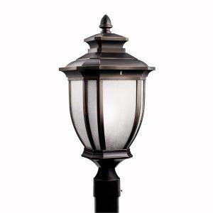 Salisbury 21.75" 1 Light Outdoor Post Light with White Linen Glass in Rubbed Bronze