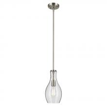 Kichler 42456NI - Everly 13.75" 1-Light Bell Pendant with Clear Glass in Brushed Nickel