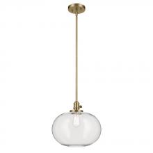 Kichler 43911NBR - Avery 14" 1-Light Globe Pendant with Clear Seeded Glass in Natural Brass