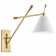 Kichler 52339CG - Finnick 20" 1 Light Wall Sconce with a White shade Champagne Gold and Natural Maple