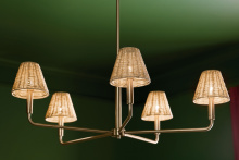 Kichler 52731CPZ - Bekah 38 Inch 5 Light Chandelier with Handwoven Rattan Shade in Champagne Bronze