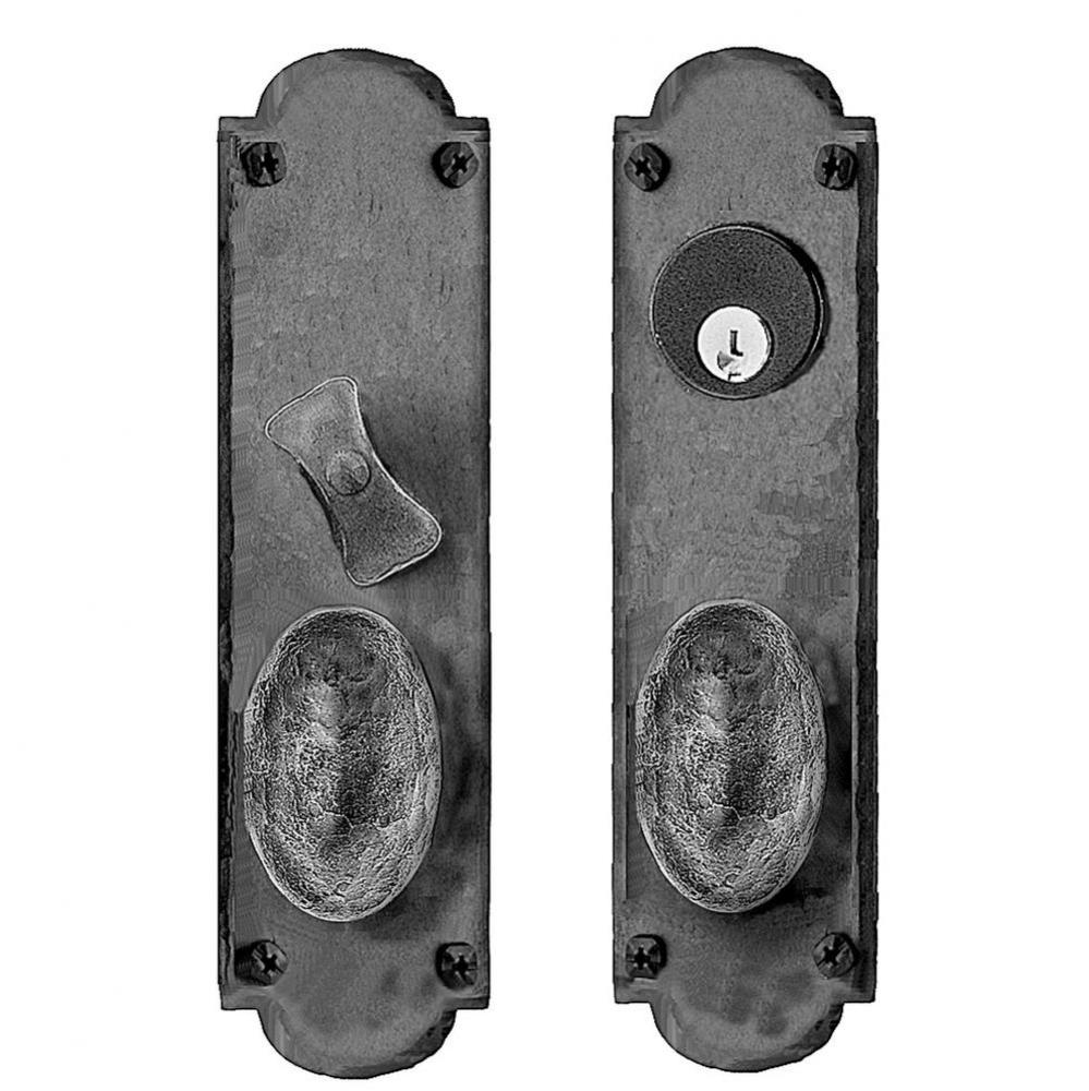 Oregon Double Knob Mortise Lock Set, Black
