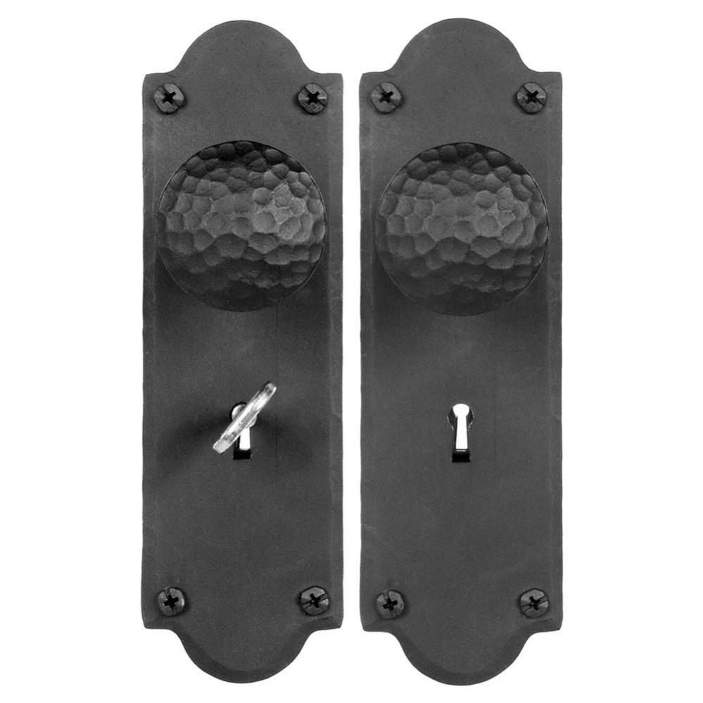 Oregon Double Hammered Knob Skeleton Key Mortise Lock Set, Black