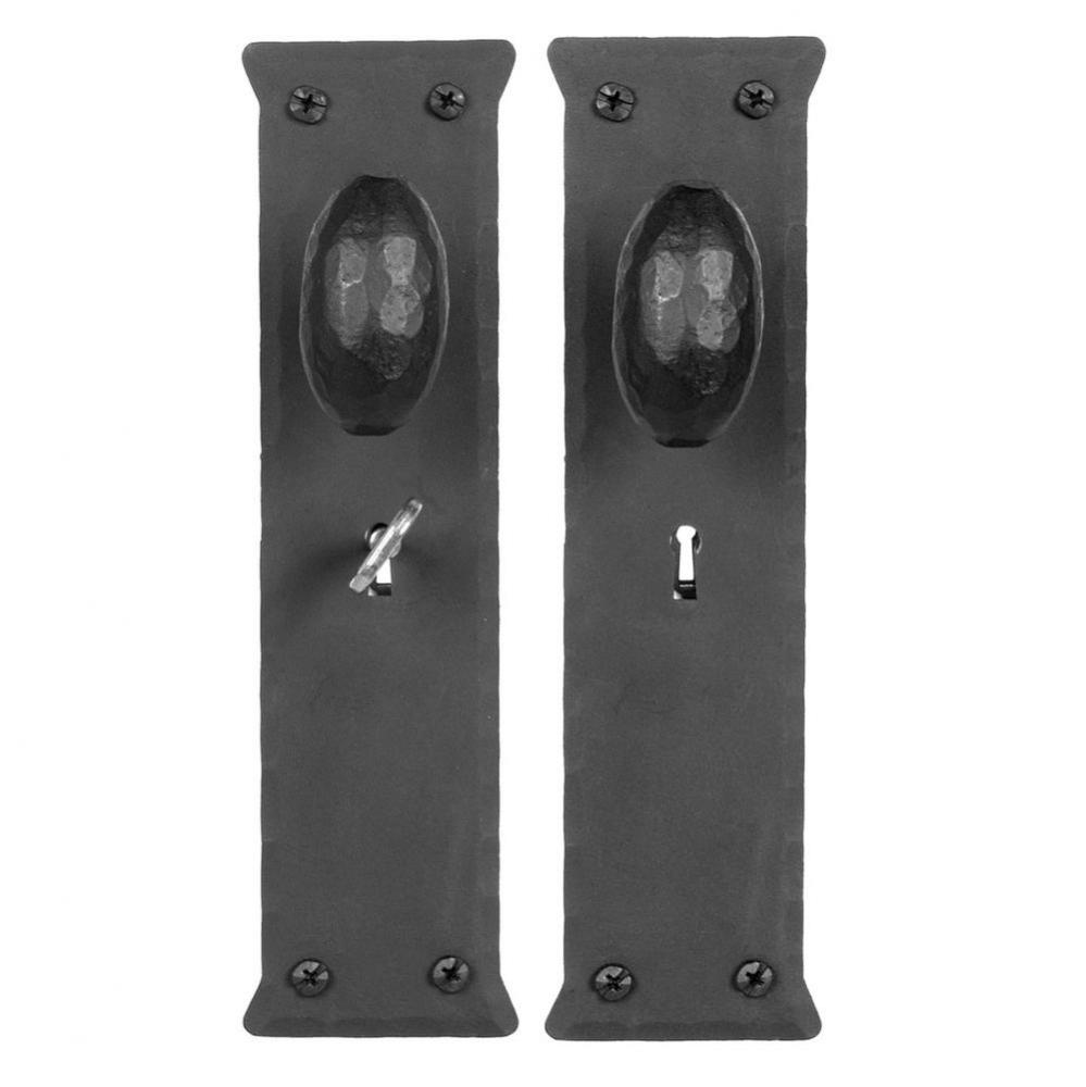 Greenwich Double Oval Knob Skeleton Key Mortise Lock Set, Black
