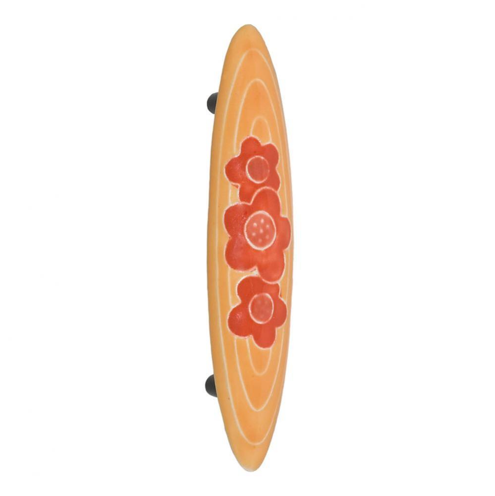 Lg Pull Gold w/3 Orange Flowers