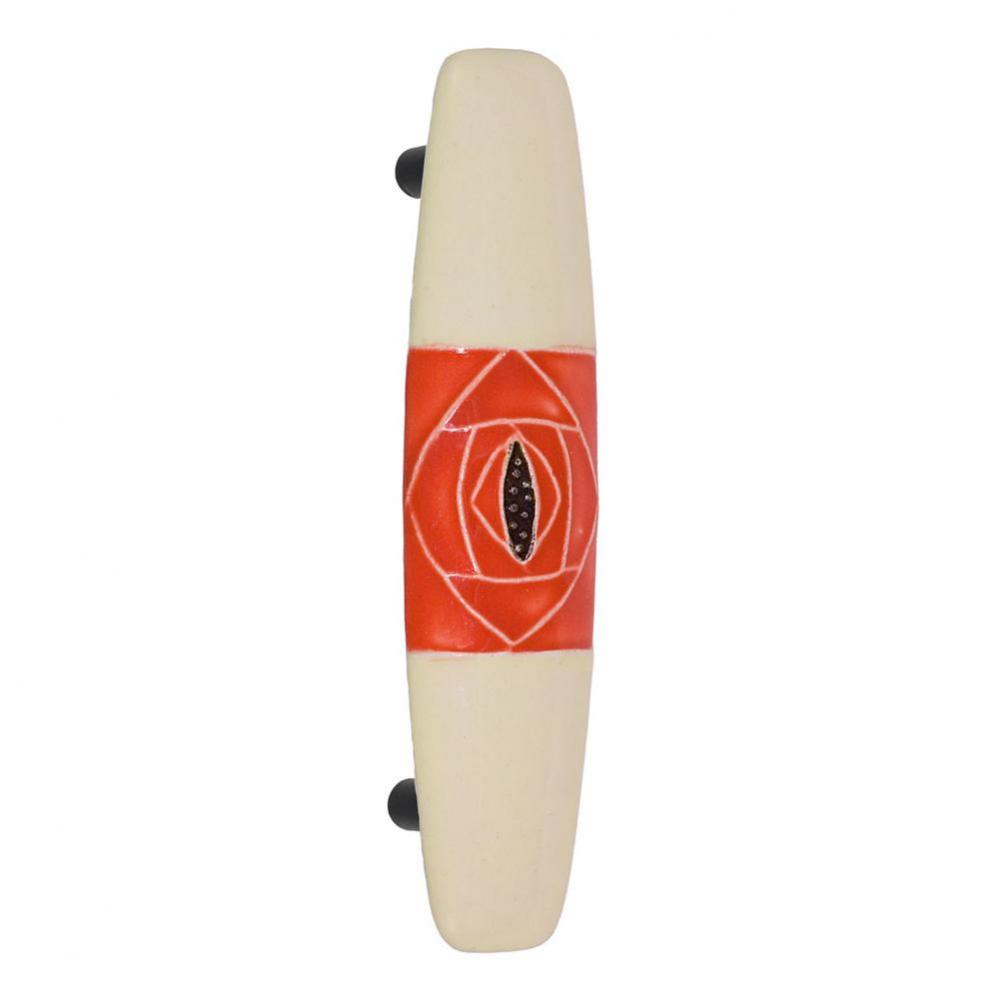 Lg Pull Off White w/Sq Orange Rose