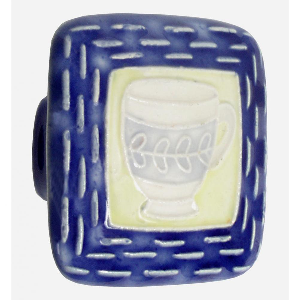 Lg Sq Blue & Yellow w/Teacup