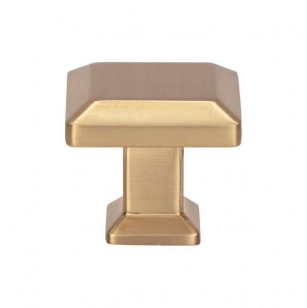 Sweetbriar Lane Square Knob 1 1/4 Inch Warm Brass