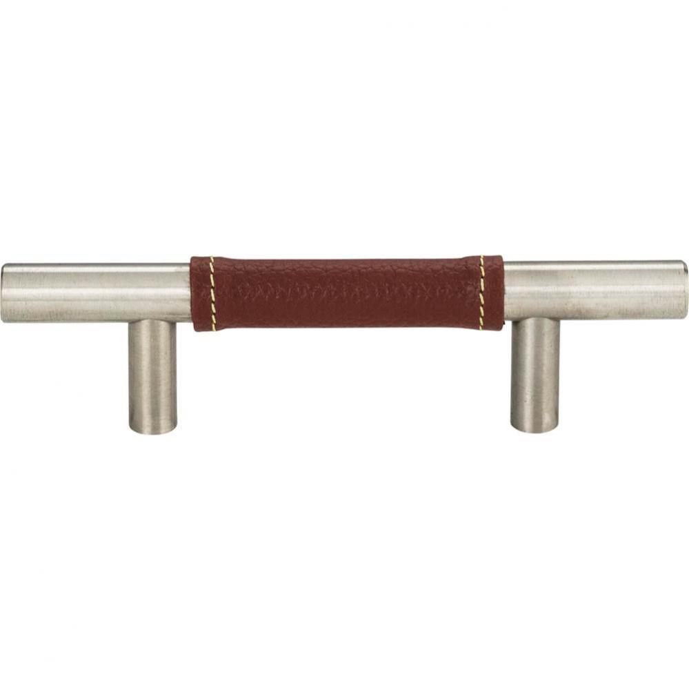 Zanzibar Brown Leather Pull 3 Inch (c-c) Stainless Steel