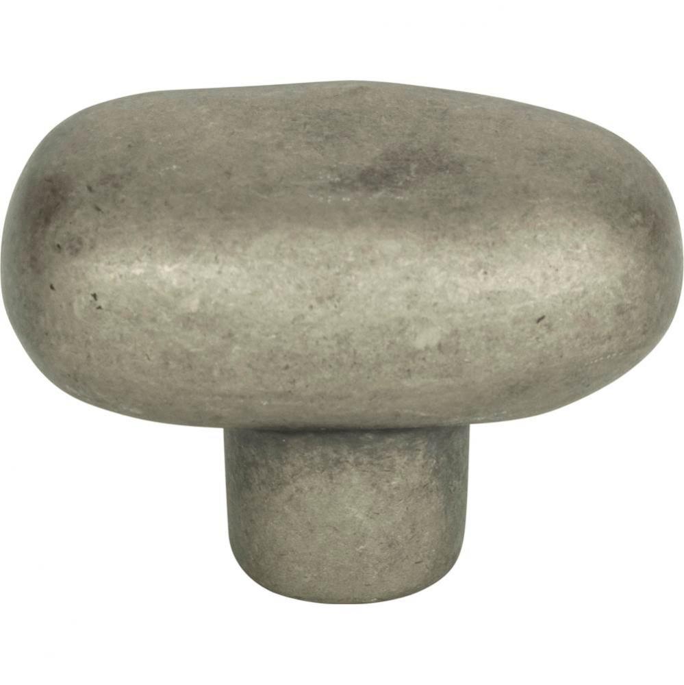 Distressed Oval Knob 1 11/16 Inch Pewter