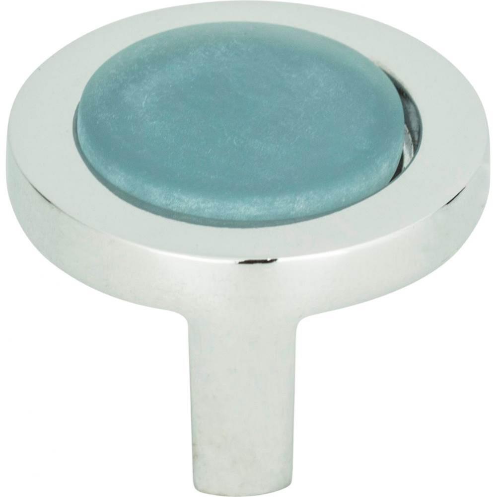 Spa Blue Round Knob 1 1/4 Inch Polished Chrome