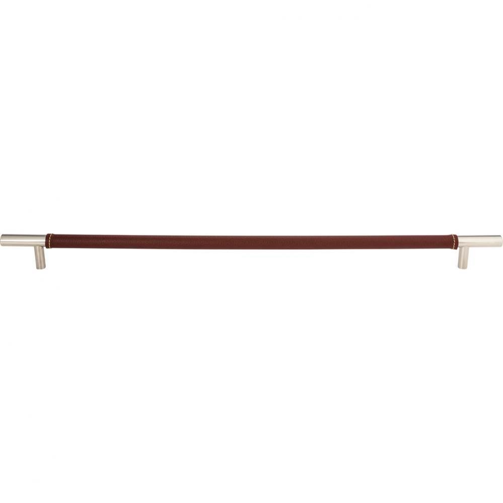Zanzibar Brown Appliance Pull 17 Inch (c-c) Leather Polished Chrome