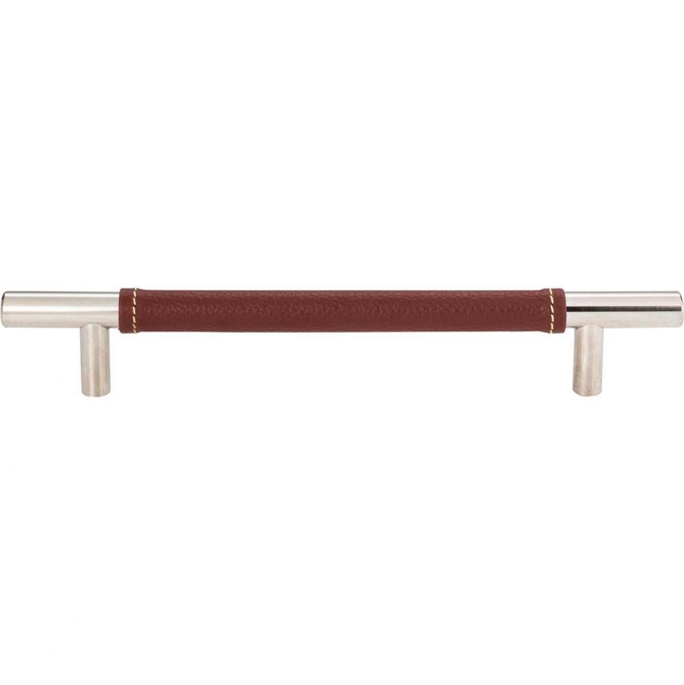 Zanzibar Brown Leather Pull 6 5/16 Inch (c-c) Polished Chrome