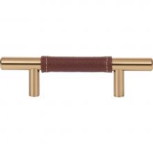 Atlas 280-OW-WB - Zanzibar Brown Leather Pull 3 Inch (c-c) Warm Brass