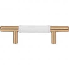 Atlas 280-WT-WB - Zanzibar White Leather Pull 3 Inch (c-c) Warm Brass