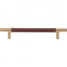 Atlas 281-OW-WB - Zanzibar Brown Leather Pull 6 5/16 Inch (c-c) Warm Brass