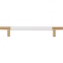 Atlas 281-WT-WB - Zanzibar White Leather Pull 6 5/16 Inch (c-c) Warm Brass