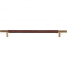 Atlas 282-OW-WB - Zanzibar Brown Leather Pull 11 5/16 Inch (c-c) Warm Brass
