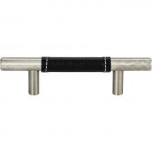 Atlas 280-BL-SS - Zanzibar Black Leather Pull 3 Inch (c-c) Stainless Steel