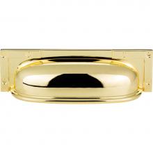 Atlas 382-PB - Campaign L-Bracket Cup Pull 3 3/4 Inch (c-c) Polished Brass