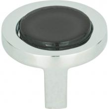 Atlas 229-BLK-CH - Spa Black Round Knob 1 1/4 Inch Polished Chrome