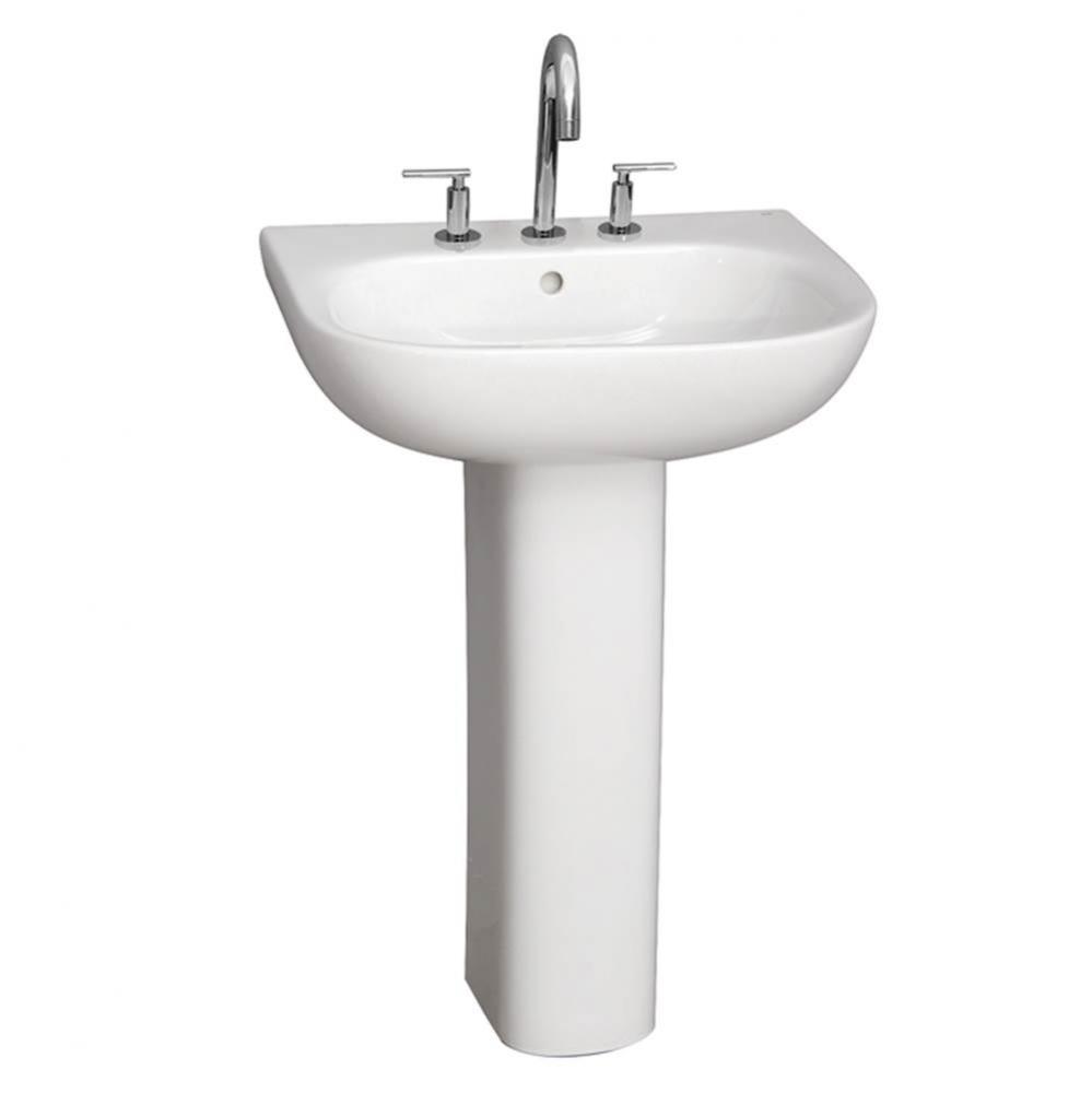 Tonique 550 Pedestal Lavatory, White-8'' Widespread